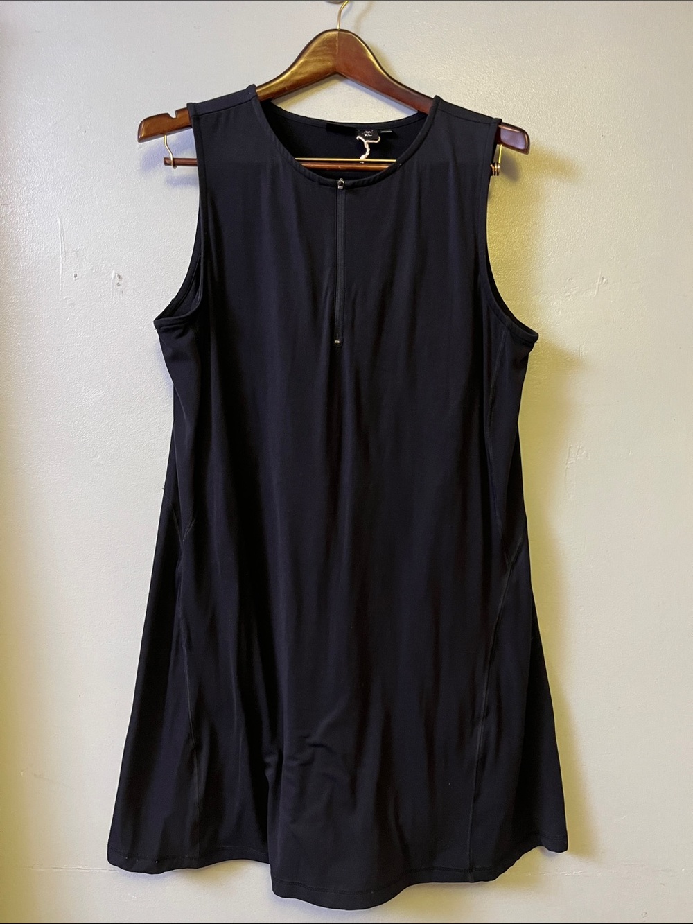 Sleeveless Black Athletic Midi Dress with Built in Shorts with Pockets
